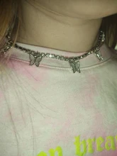 Modyle-collar con colgante de mariposa para mujer, joyería con diamantes de imitación brillantes, llamativo, gargantilla de cristal, para regalo