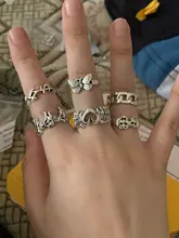 Sindlan-anillo gótico de plata para mujer, Set de 6 uds. De Anillos con diseño de corazón Punk, mariposa, Cupido, joyería femenina