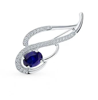

Silver brooch with sapphires and cubic zirconia sunlight sample 925