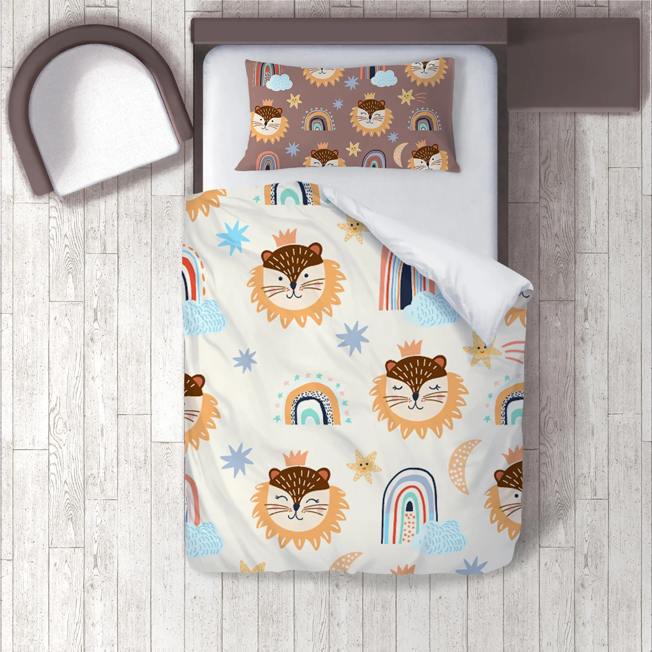 

Duvet Cover Set Bedding Set Pillow Case for Baby and Kids Room 3D Printed Orange Lion King Model 1331
