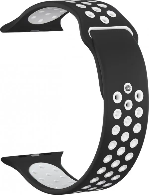 Ремешок силиконовый GSMIN Sport Edition для Apple Watch Series 2 38/40 (Черно-белый) | Наручные часы