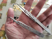 Pinzas electrónicas industriales antiestáticas ESD, Punta rectas y curvadas, pinzas de acero inoxidable de precisión, herramienta manual de reparación para teléfono SMD