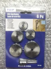 TASP-Juego de Mini hojas de sierra Circular, accesorios de herramientas rotativas de Disco de corte HSS para Dremel, Compatible con madera, plástico y aluminio, 6 uds.