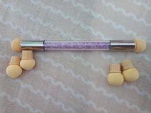 1 pincel de decoración de uñas con degradado, bolígrafo de dibujo de pintura con 4 cabezales de esponja de repuesto, herramienta de manicura con mango de diamante de imitación de doble extremo NB14 #