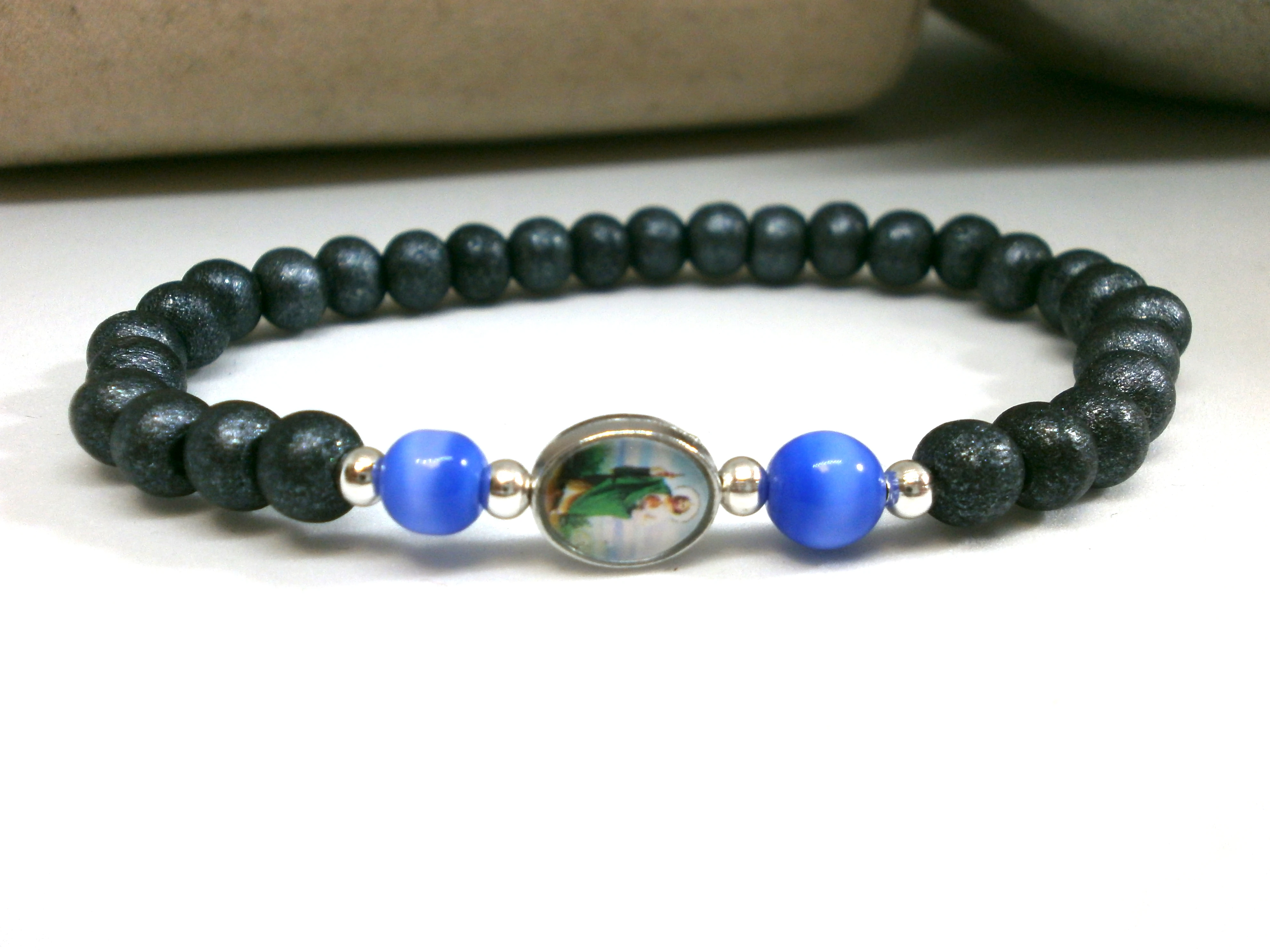 Pulsera San Judas Tadeo cuentas de gato y negras en madera. Pulsera San Judas Tadeo. Pulsera mujer. Pulseras hombre| - AliExpress