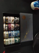 Conjunto de cintas Washi doradas Retro, 20 rollos/caja, etiquetas adhesivas para álbum de recortes, papelería japonesa, envío directo