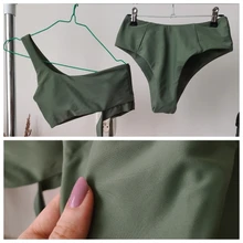 Bikini Push Up de leopardo para mujer, bañador Sexy de un hombro, traje de baño de cintura alta, conjunto de Bikini 2021