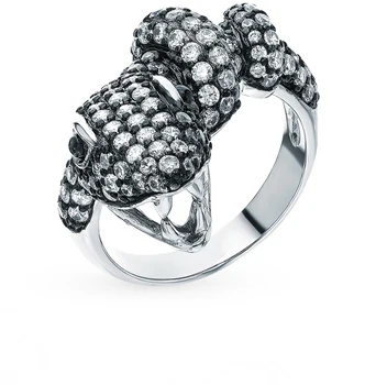 

Silver ring with cubic zirconia and sunlight enamel sample 925