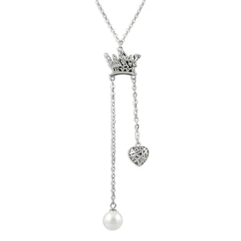 

KUTAYDAN Pearl & Zircon Crystal Heart Pendant 925 Sterling Silver