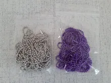 5 unids/lote, 3 tamaños, 1,5mm y 2,0mm y 2,4mm, 7 colores, cuentas plateadas, collar de cadena, Conector de cuentas de 65cm (25,5 pulgadas)