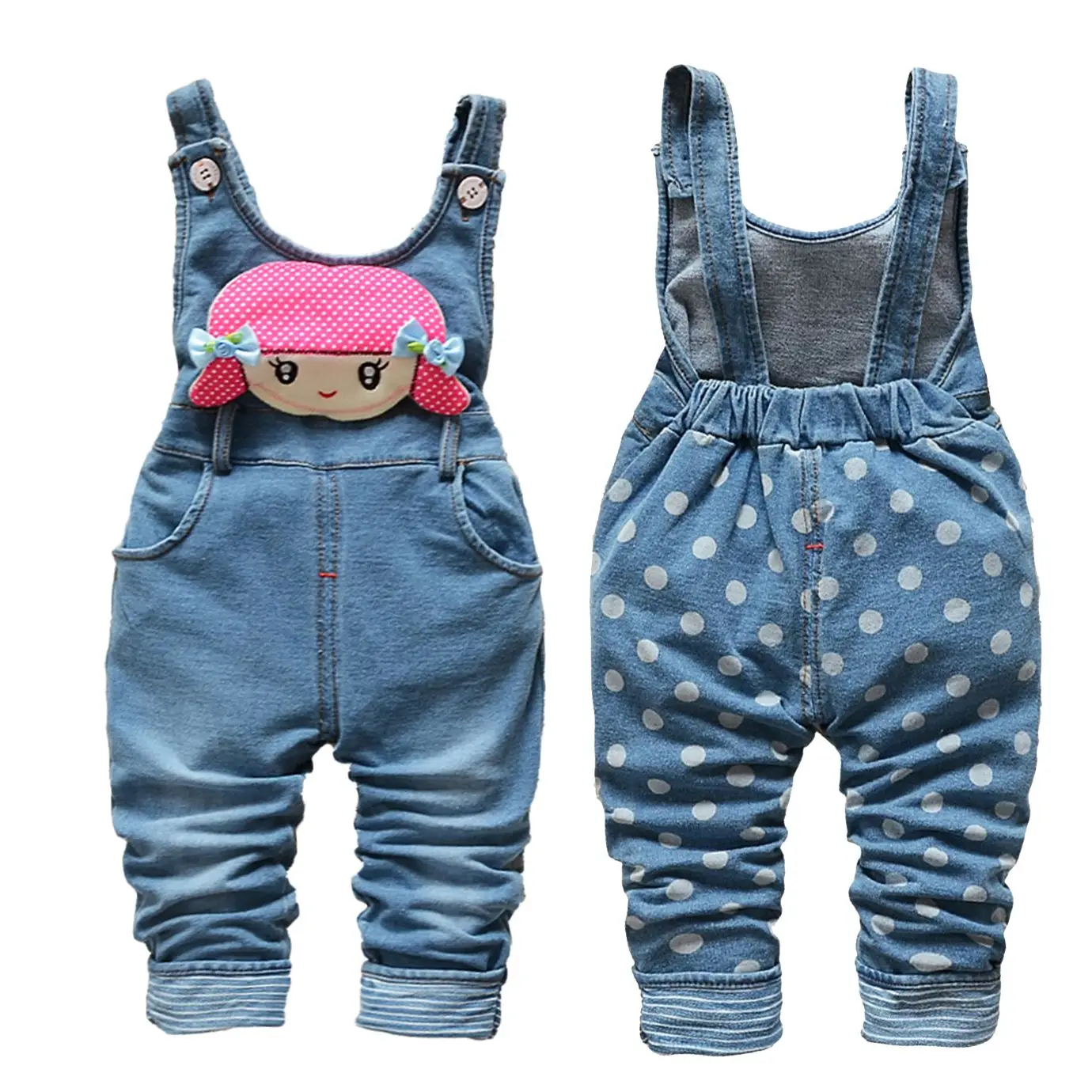 Kidscool Space Baby Girls Denim Overalls Toddler Cute Cartoon 3d Soft