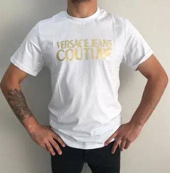 

Gold Color Large Lettering T-Shirt Over White T-Shirt Great Design