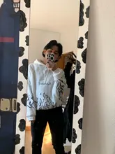 Sudadera con capucha de manga larga para mujer, ropa de verano con estampado harajuku de talla grande, estilo coreano