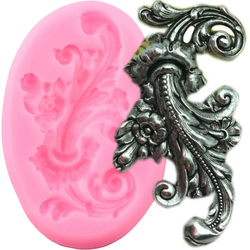 

Baroque Scroll Relief Border Silicone Mold Leaves Flower Fondant Cake Decorating Tools Resin Clay Candy Chocolate Gumpaste Mould