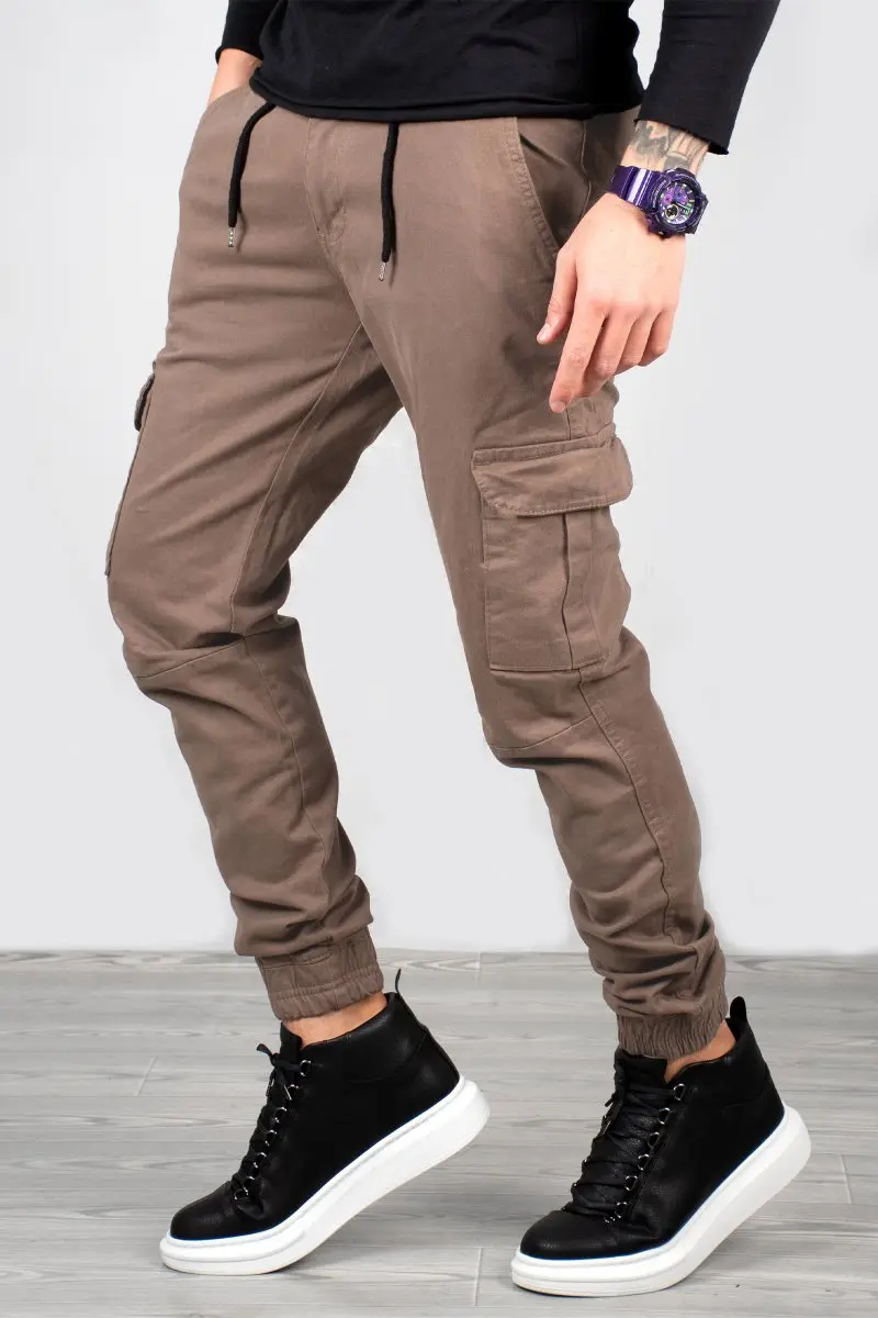 DeepSEA Male Camel Slim Fit Cargo Pants Bell-Bottomed and Elasticized Waist Military Tactical SWAT Harem Joggers Casual Street Wear 1601569 DeepSEA Male Camel Slim Fit Cargo Pants Bell-Bottomed and Elasticized Waist Military Tactical SWAT Harem Joggers Casual Street Wear 1601569
