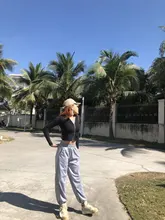 QWEEK-pantalones de chándal para correr para mujer, de cintura alta holgado Pantalón deportivo, informal, de talla grande