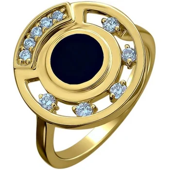 

Esthete ring with diamonds and onyx from combined gold