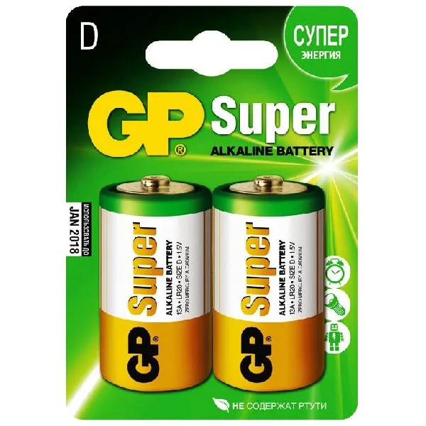 Батарейка GP Super Alkaline 13 A LR 20 D(2шт