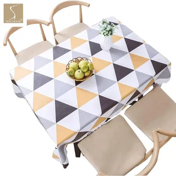 

Scandi Geometry Art Home Living Oilcloth Wipe Easy PVC Tablecloth Linear Geometric Pattern Table Cover