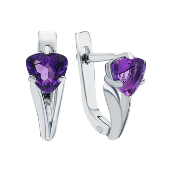 

Silver earrings with amethyst sunlight sample 925