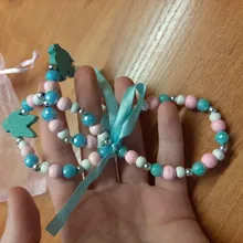 Pulsera de madera con perlas de imitación Multicolor de 12 estilos para niños, pulsera de moda para niñas, proveedor de decoración de joyería