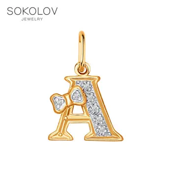 

Golden pendant-letter «A» SOKOLOV fashion jewelry gold 585 women's male, pendants for neck women