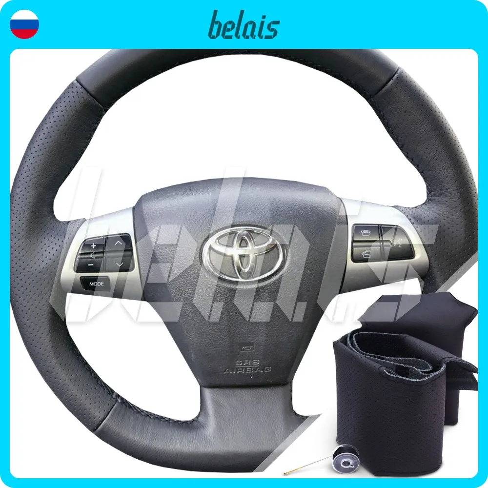 Braid steering wheel genuine leather Toyota Corolla X (E140 E150) restyle 2010-2013G. A. (to replace the factory skin black) # k |