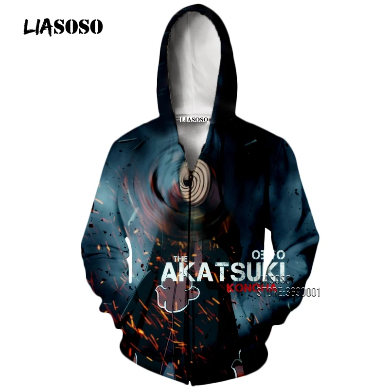 4 LIASOSO 3D принт унисекс аниме Наруто Akatsuki Учиха Итачи Дейдара боль толстовки с капюшоном Кофты на молнии X2650 - Цвет: 4