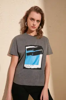

Trendyol Printed Semifitted Knitted T-Shirt TWOSS20TS0739
