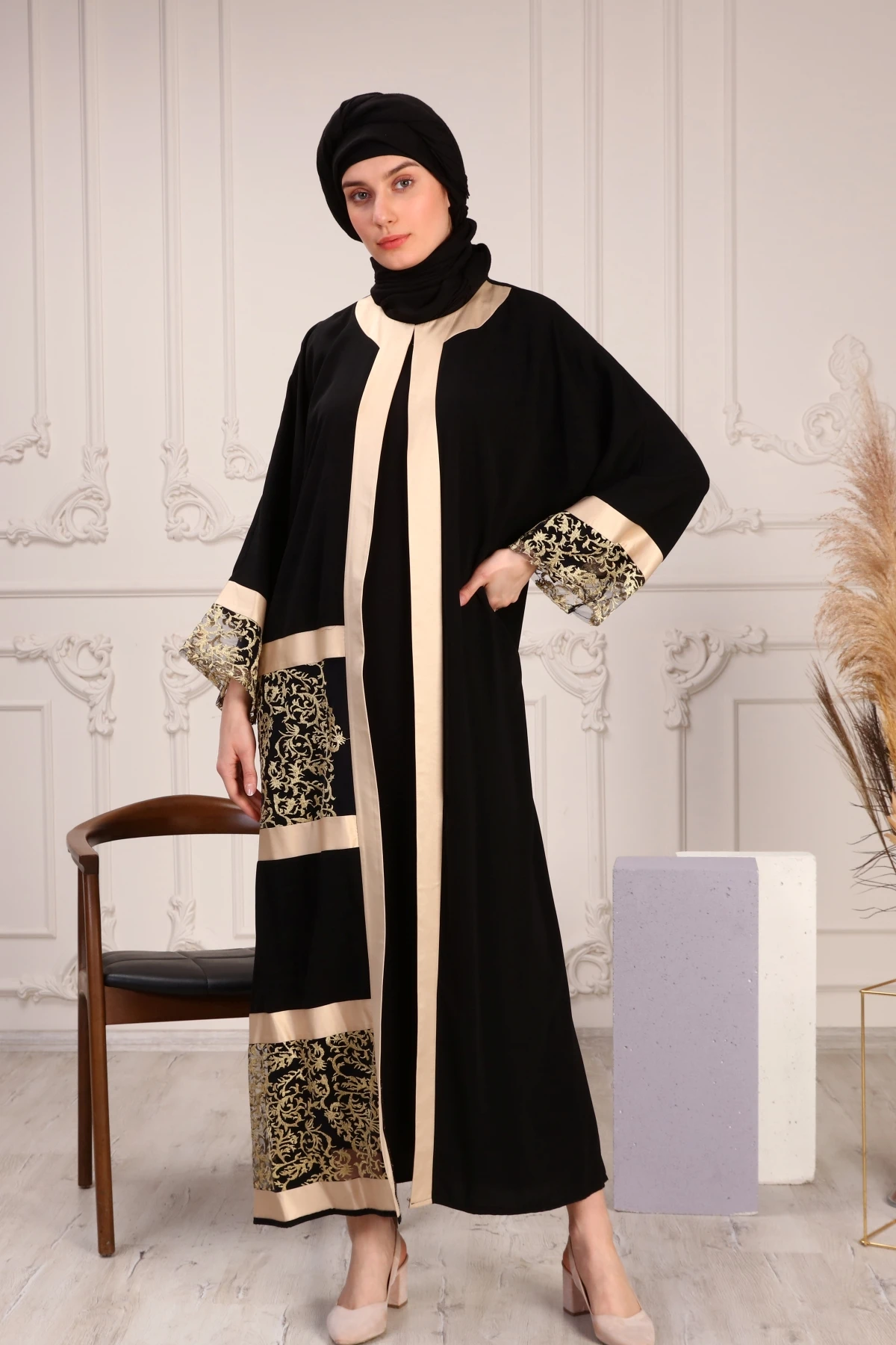 Black Abaya Dubai Turkey Muslim Hijab Dress 2023 Femme Musulmane Caftan Marocain Arab Islamic Clothing Kimono Robe  ReisStore