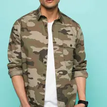 Дефакто модная мужская рубашка с длинным рукавом, мужская повседневная рубашка, Мужская свободная камуфляжная Свободная рубашка осень-H5651AZ17SP