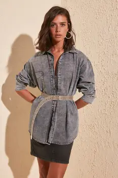 

Trendyol Blue-Flushing Oversize Denim Shirt TWOAW20GO0249