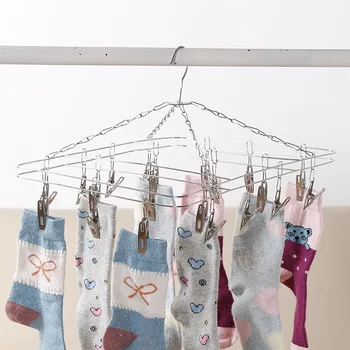 

20 Clips Stainless Steel Clothes Socks Shorts Underwear Hanger Drying Rack Rust Resistant Clothes Dryer for Towel Clothes Bra