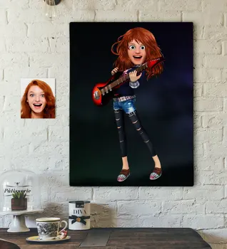 

Personalized Women 'S Guitarist Animation Caricature Of Canvas print 50x70cm -12