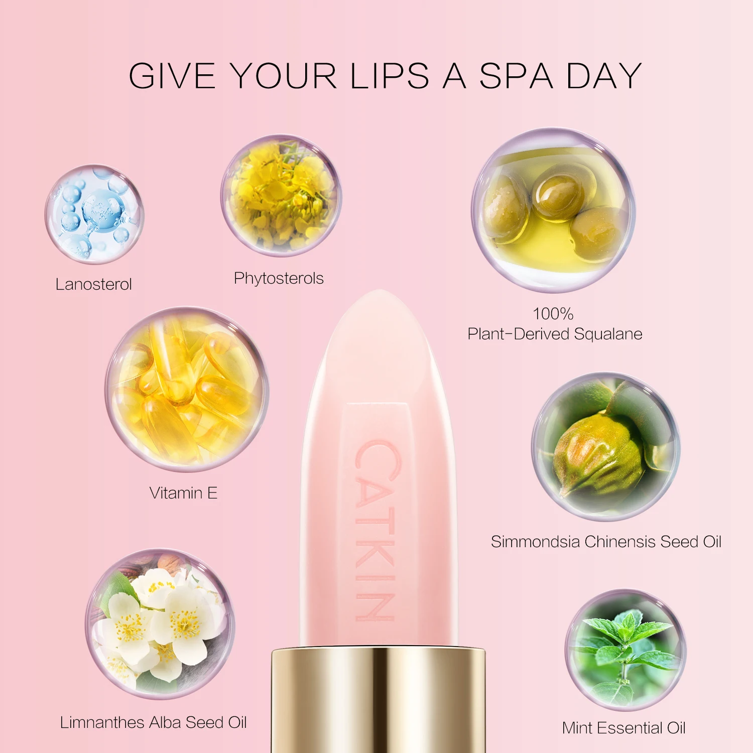 CATKIN Lip Balm Moisturizer Repair Lip skin Pink Transparent