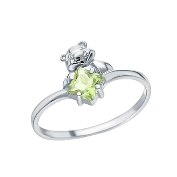 

Silver ring with хризолитом sunlight sample 925