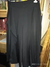 Wide Leg-Trousers Fit-Pants Pleated Spring Autumn Split Black High-Elastic Women Fashion