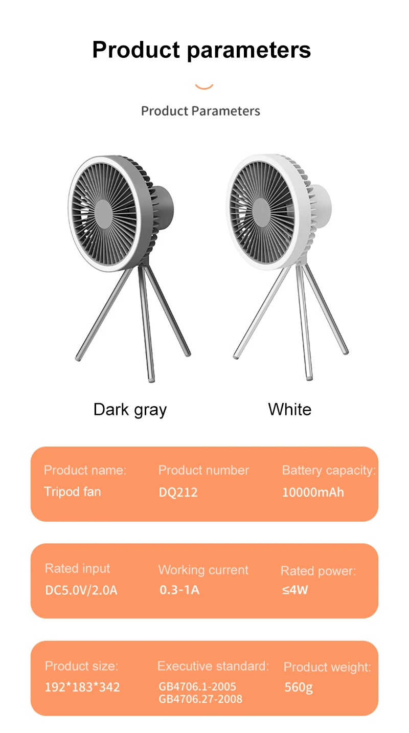 Multifunctional Fan USB Rechargeable Portable Fan Outdoor Camping Ceiling Fan with Led Light and Control 10000mAh