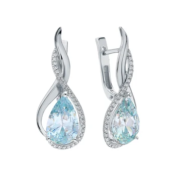 

Silver earrings with amethyst, cubic zirconia and jewelry glasses sunlight sample 925