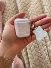 Funda rígida con colgante de oso de dibujos animados para airpod pro, funda transparente bonita para airpod 1, 2, 3, inalámbrica, bluetooth