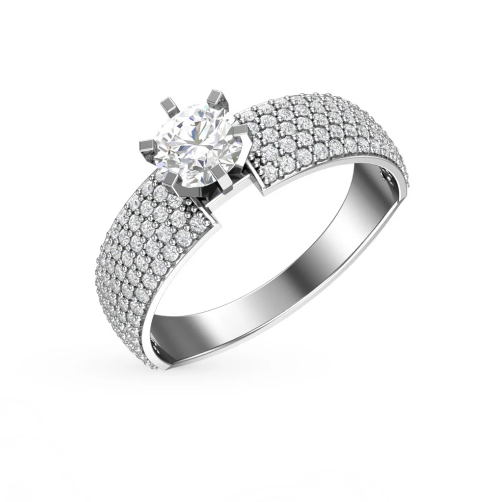 Серебряное кольцо с фианитами SUNLIGHT проба 925
