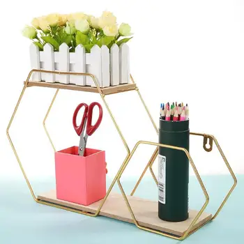 

New Wall-Mount Iron Hexagonal Grid Storage Shelf Rack Hanger Home Decor Accessory Combination Hanging Geometric Decoration