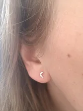 Modian nuevo 2021 sólida plata 925 rosa dorado Luna, pendientes para las mujeres de moda pequeños exquisita joyería Bijoux