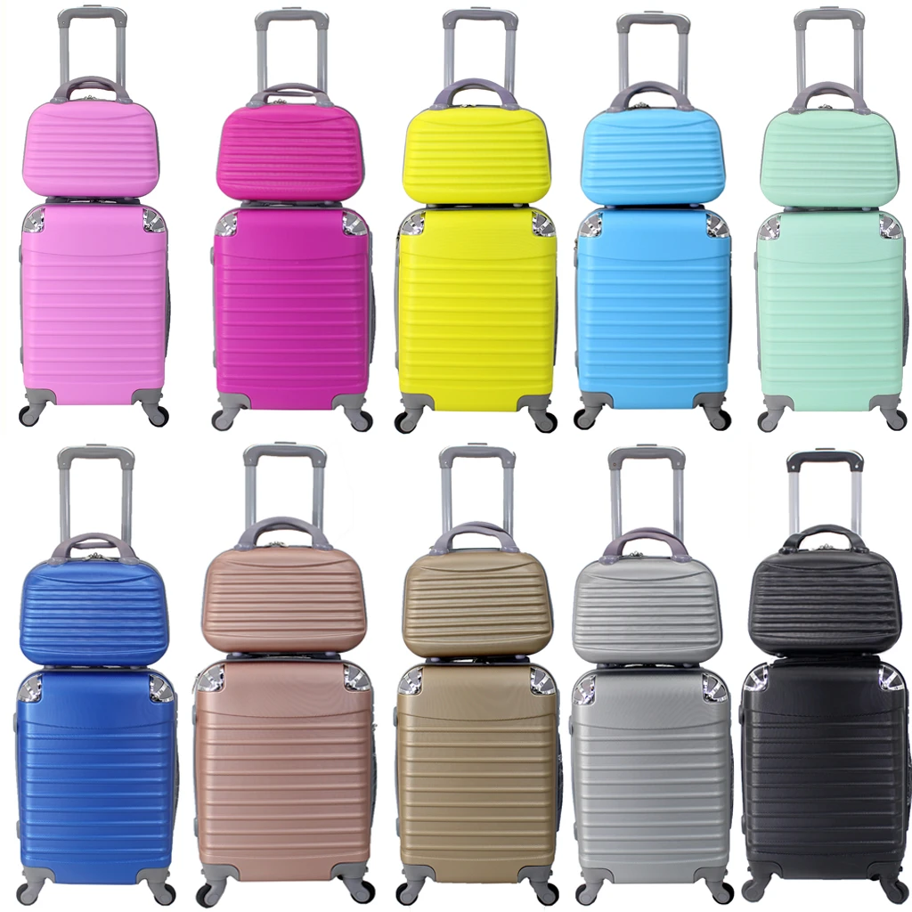 Maleta de avión, equipaje viaje, carrito de ABS rígido, 4 ruedas neceser a juego trolley de cabina con neceser,maleta de cabina rigida con esquinas plateadas|Equipaje con ruedas| - AliExpress