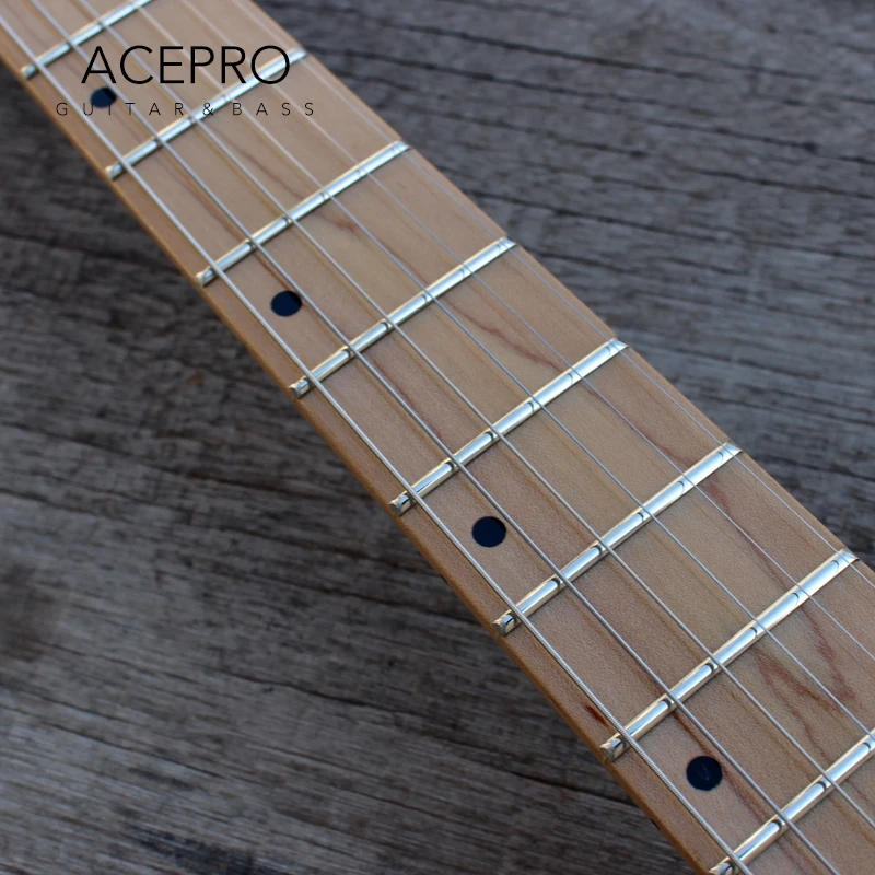Электрическая гитара ACEPRO с F отверстием 20 мм Твердый корпус ясеня прозрачная