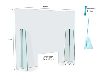 

LEDLUX AAA7580 protective barrier Plexiglass H75X80L cm for operator bench Made In Italy