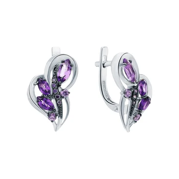 

Silver earrings with amethyst and cubic zirconia sunlight sample 925