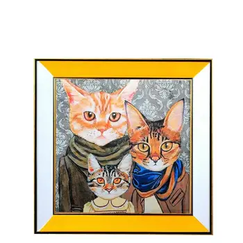 

Canvas Print Glass Acrylic Metallic Framed Cat Family 51 * 51 cm