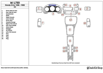 

Interior lining for Honda Civic 1996-1998. Set L733.