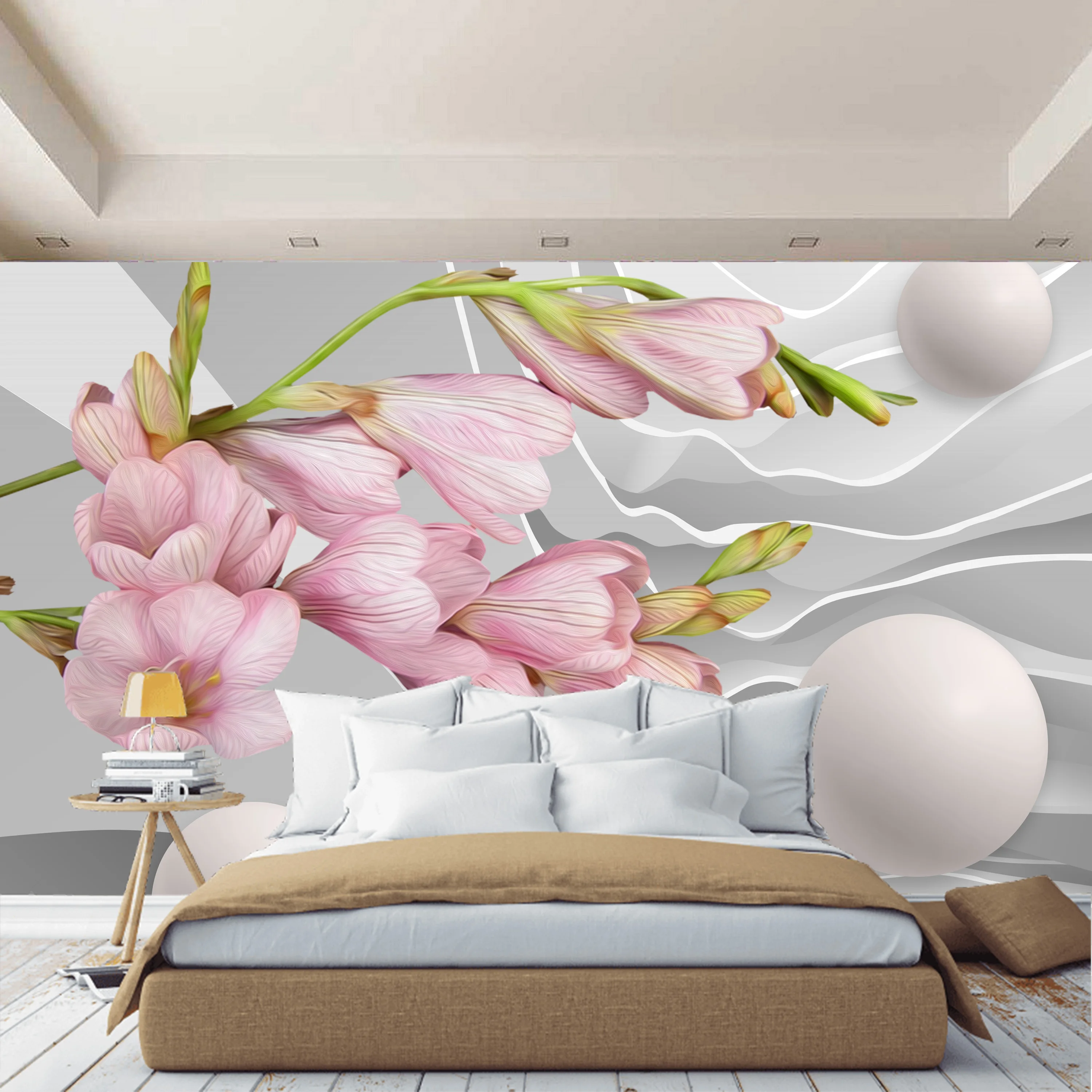 3D Фотообои цветы розовые абстракция обои на стену для зала кухни спальни детской